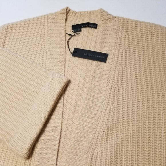 NWT 360 Cashmere Lizbeth 100% Cashmere Oversized Rib Knit Cardigan Shell $587 - Picture 11 of 15